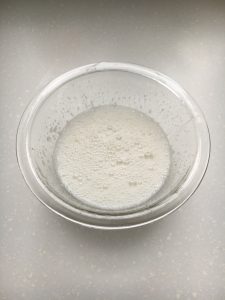 Gelatine dissolved in hot water