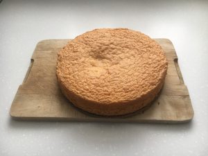 Cake sitting on a breadboard