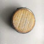 Shows top view of one small cake