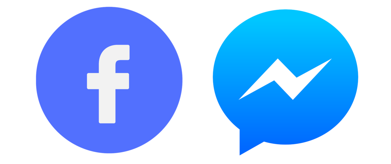 Facebook and Messenger icons.